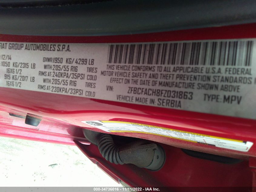2015 FIAT 500L LOUNGE ZFBCFACH8FZ031863