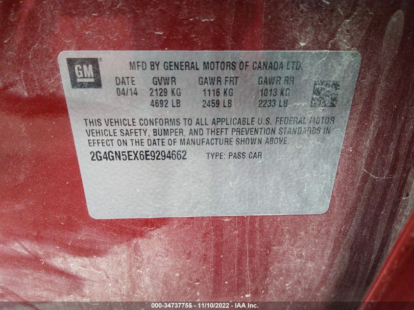 2014 BUICK REGAL PREMIUM I 2G4GN5EX6E9294662