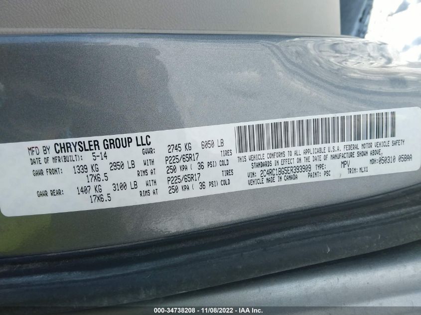2014 CHRYSLER TOWN & COUNTRY TOURING - 2C4RC1BG5ER393909
