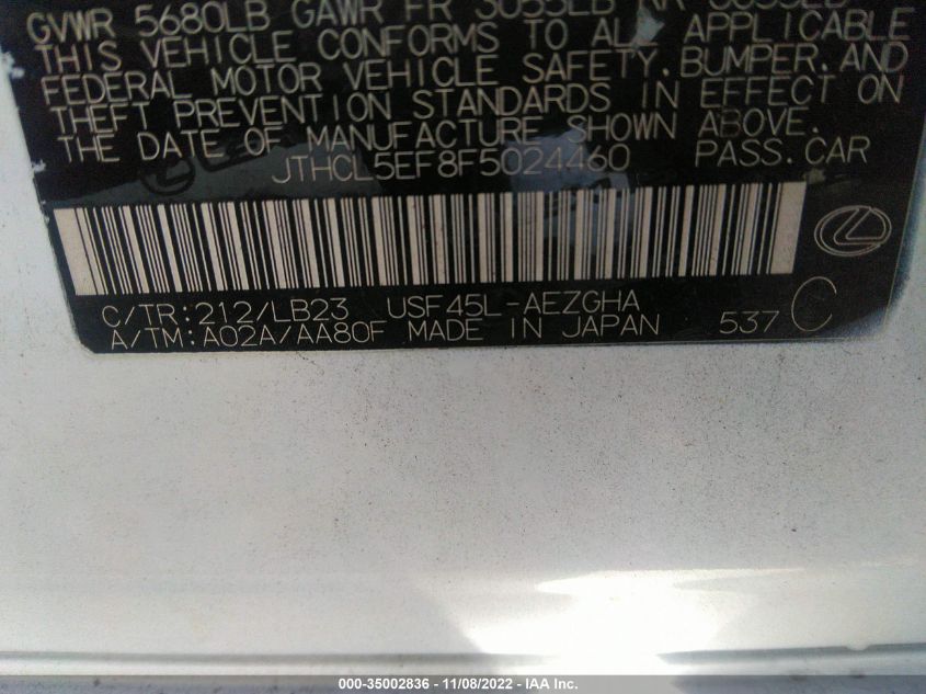 2015 LEXUS LS 460 JTHCL5EF8F5024460