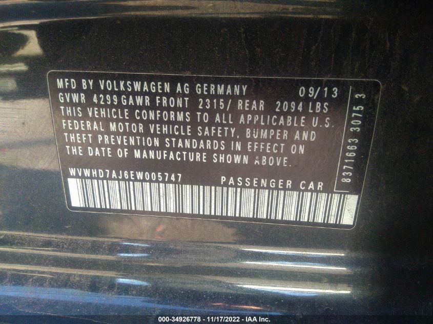 2014 VOLKSWAGEN GTI WOLFSBURG WVWHD7AJ6EW005747