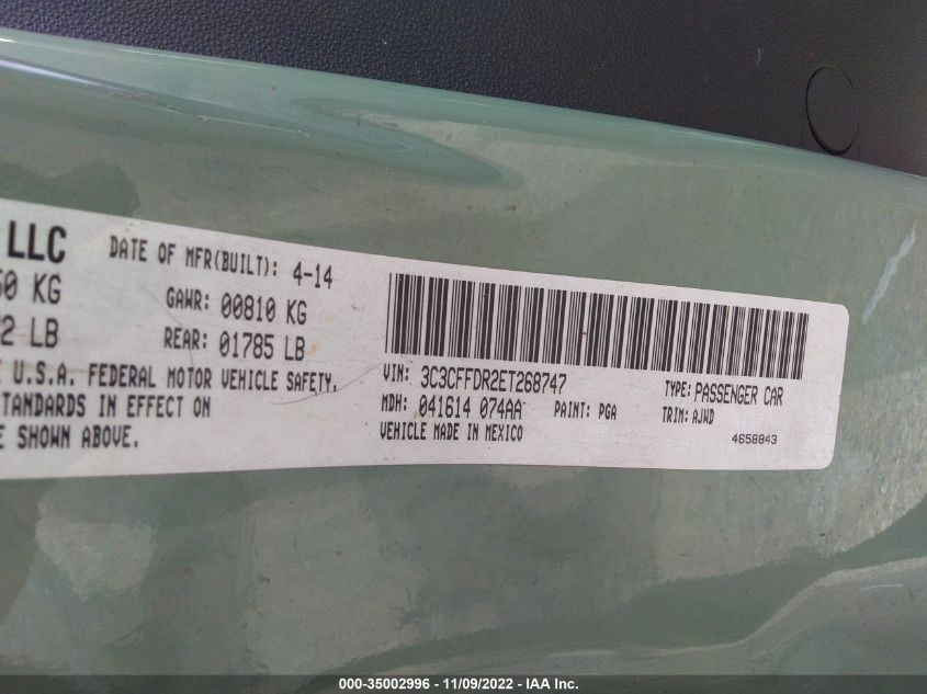 2014 FIAT 500C POP 3C3CFFDR2ET268747