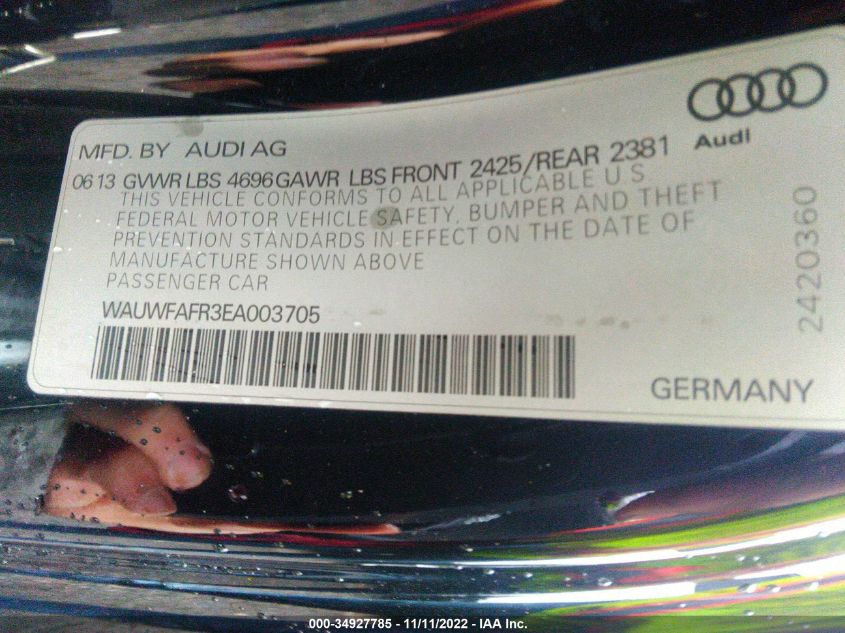 2014 AUDI A5 PRESTIGE WAUWFAFR3EA003705