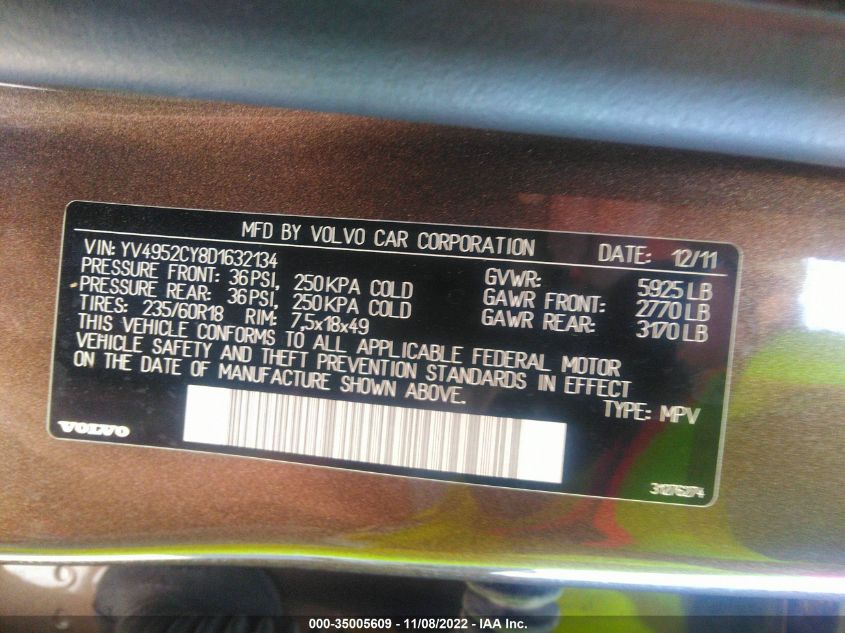 2013 VOLVO XC90 YV4952CY8D1632134