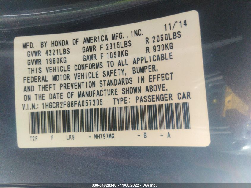 2015 HONDA ACCORD SEDAN EX-L - 1HGCR2F88FA057305