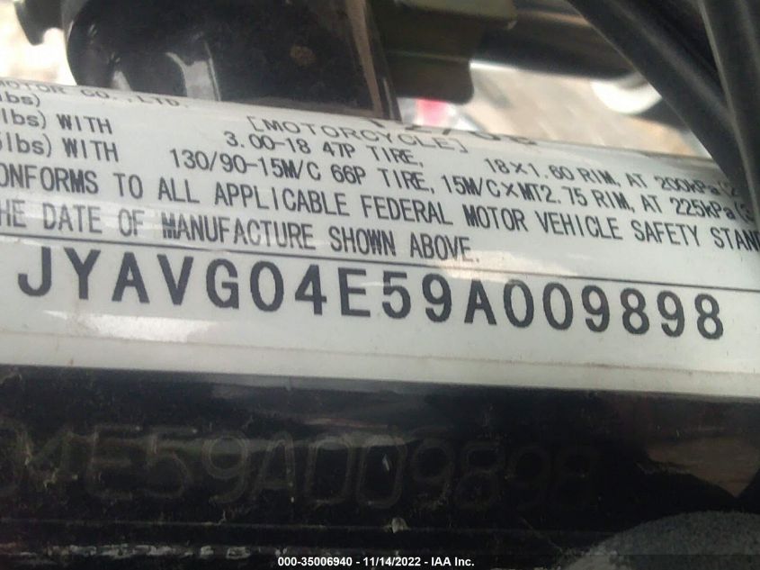 2009 YAMAHA XV250 JYAVG04E59A009898