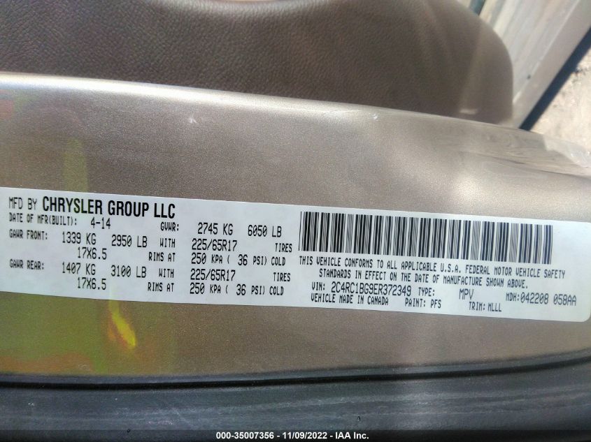 2014 CHRYSLER TOWN & COUNTRY TOURING - 2C4RC1BG9ER372349