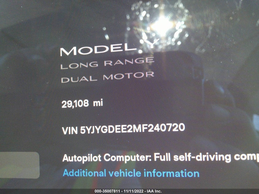 VIN 5YJYGDEE2MF240720 2021 TESLA MODEL Y LONG RANGE