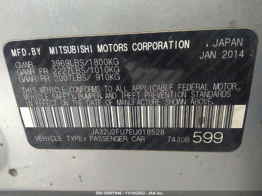 2014 MITSUBISHI LANCER ES JA32U2FU7EU018528