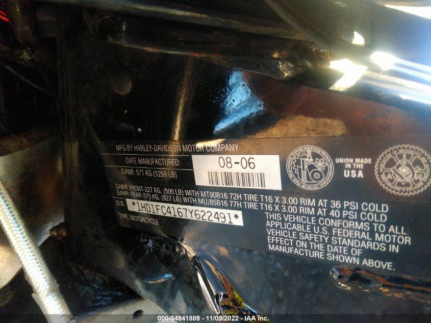 2007 HARLEY-DAVIDSON FLHTCUI 1HD1FC4167Y622491