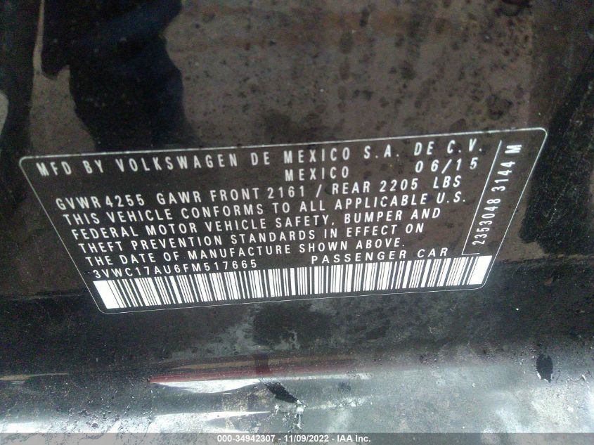 2015 VOLKSWAGEN GOLF SPORTWAGEN TSI SE 3VWC17AU6FM517665