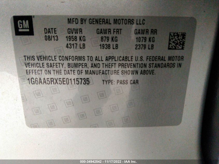 2014 CADILLAC ATS STANDARD RWD - 1G6AA5RX5E0115735