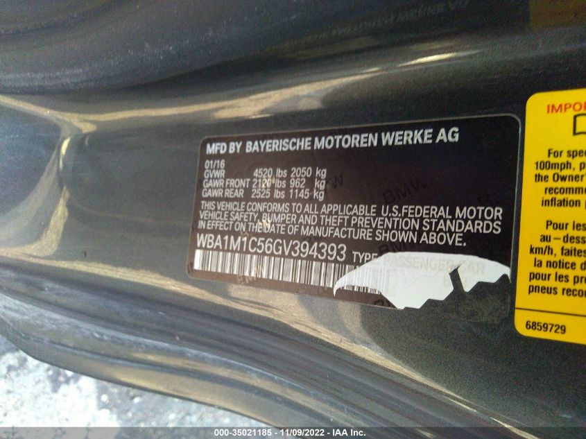 2016 BMW 2 SERIES M235I WBA1M1C56GV394393