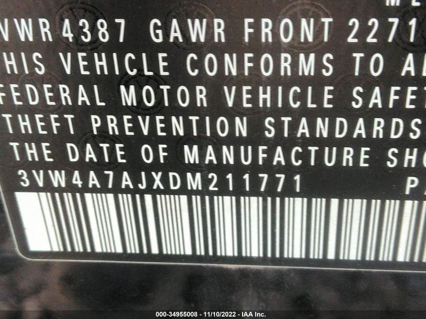 2013 VOLKSWAGEN GLI 3VW4A7AJXDM211771