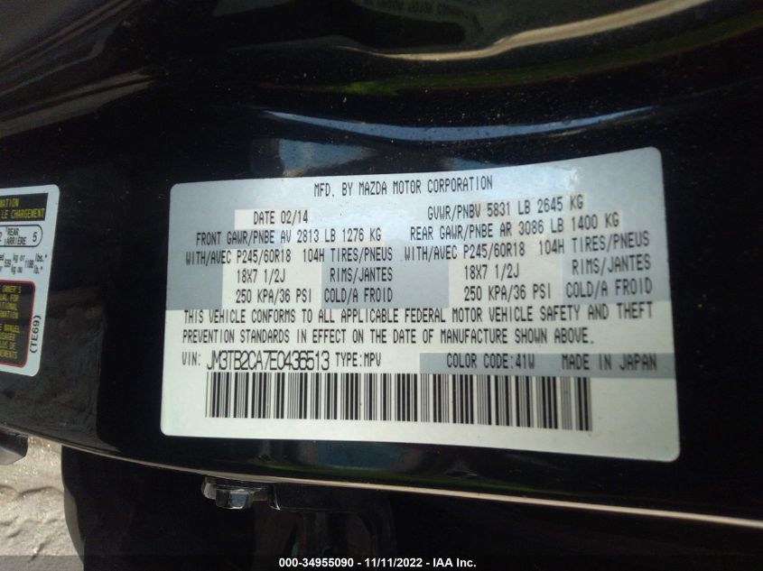 2014 MAZDA CX-9 TOURING JM3TB2CA7E0436513