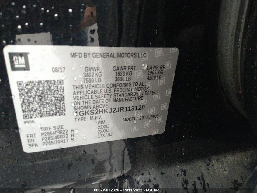 2018 GMC YUKON XL DENALI 1GKS2HKJ2JR113120