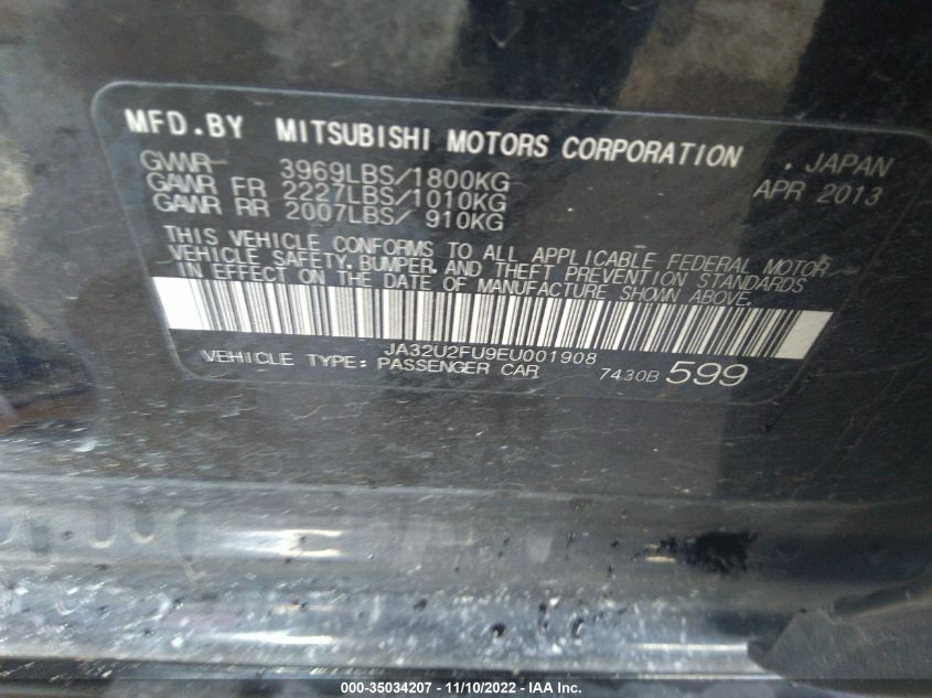 2014 MITSUBISHI LANCER ES JA32U2FU9EU001908