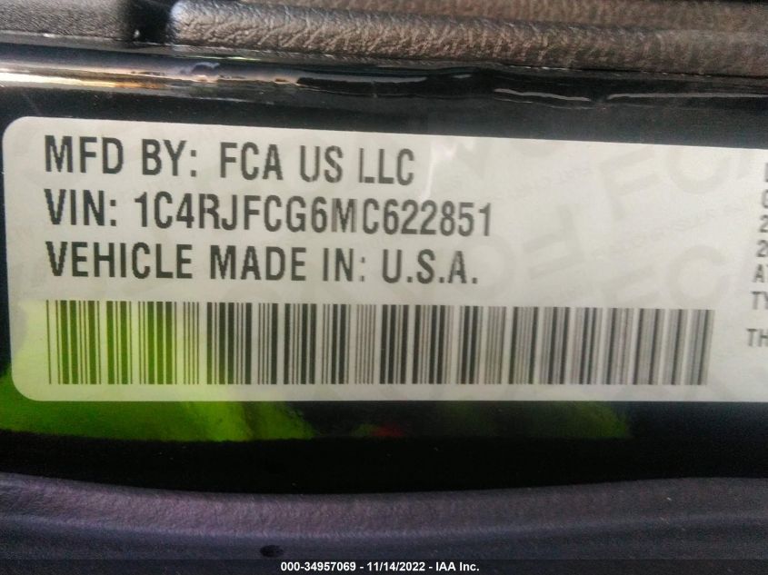 2021 JEEP GRAND CHEROKEE OVERLAND 1C4RJFCG6MC622851