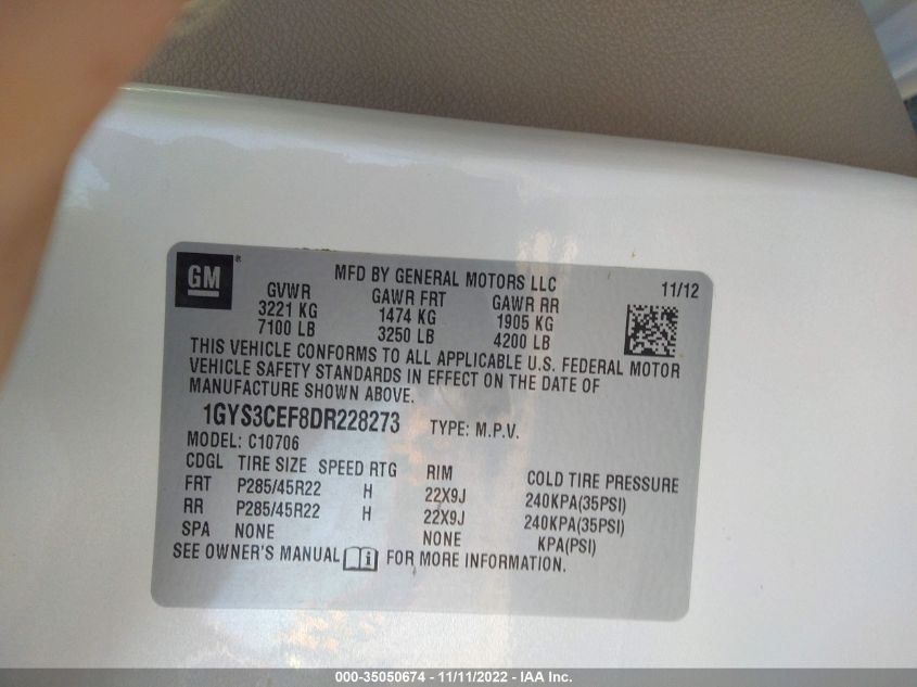 2013 CADILLAC ESCALADE PREMIUM 1GYS3CEF8DR228273