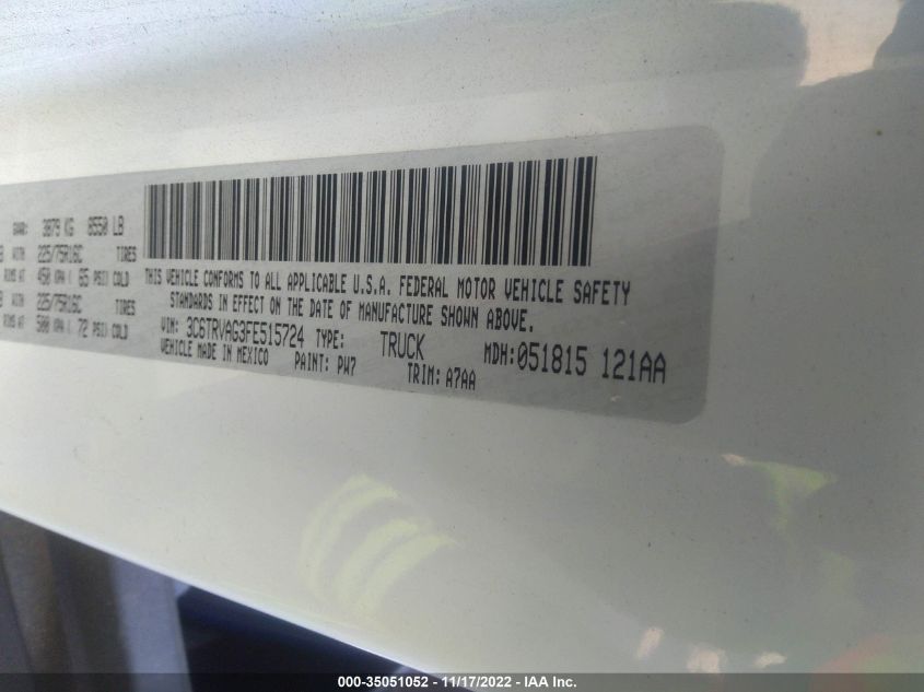 2015 RAM PROMASTER 3C6TRVAG3FE515724