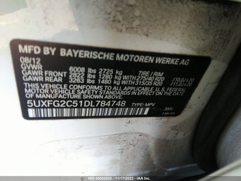 2013 BMW X6 XDRIVE35I 5UXFG2C51DL784748