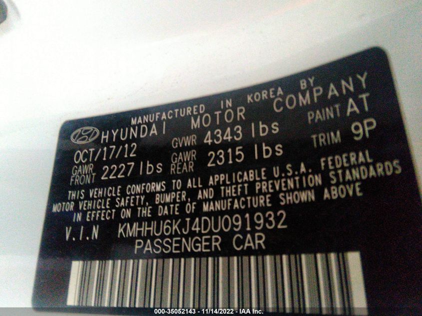 2013 HYUNDAI GENESIS COUPE 3.8 TRACK KMHHU6KJ4DU091932