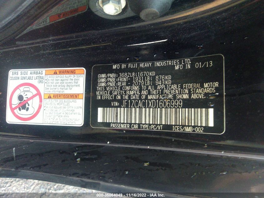 2013 SUBARU BRZ LIMITED JF1ZCAC1XD1606999
