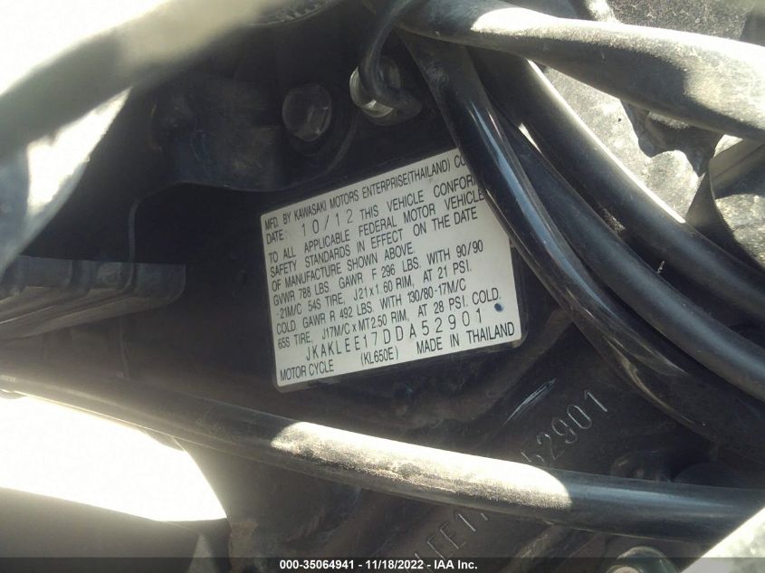 2013 KAWASAKI KL650 E JKAKLEE17DDA52901