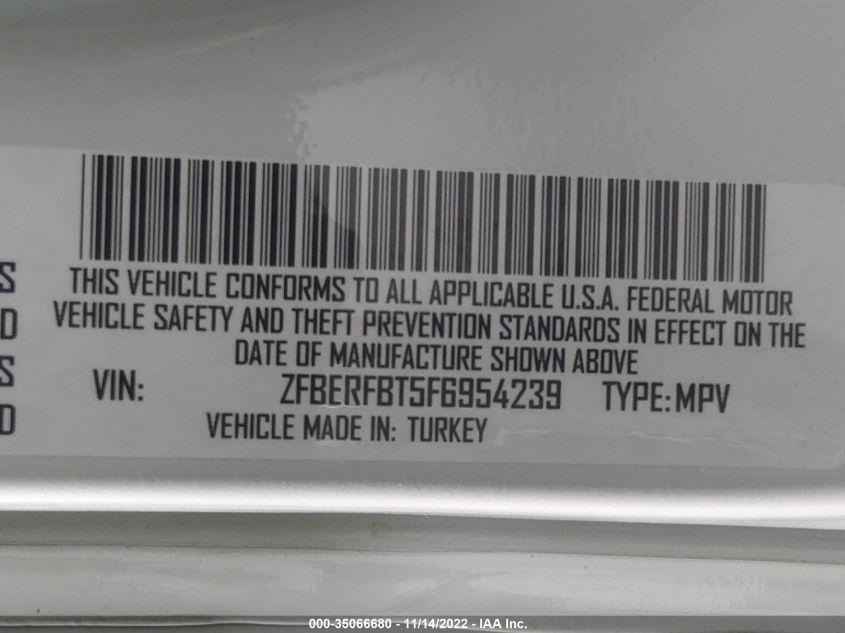2015 RAM PROMASTER CITY CARGO VAN TRADESMAN SLT ZFBERFBT5F6954239
