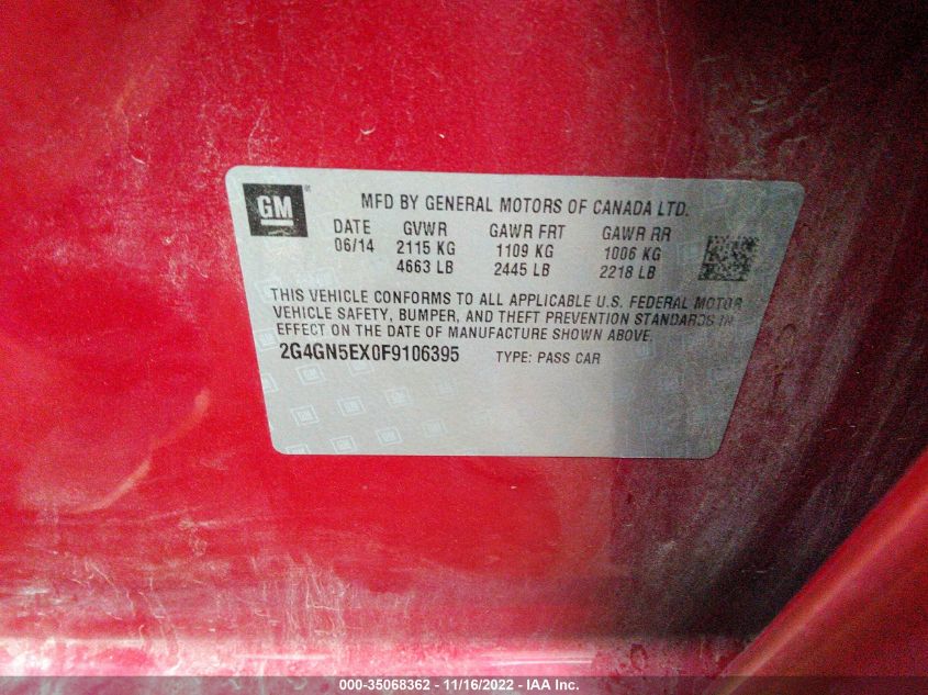2015 BUICK REGAL PREMIUM I 2G4GN5EX0F9106395
