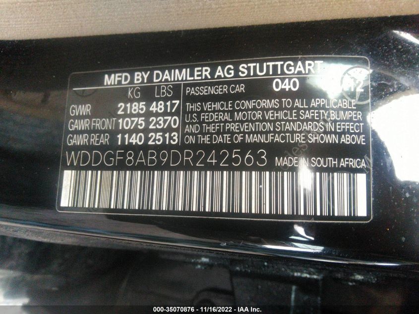 2013 MERCEDES-BENZ C-CLASS C 300 WDDGF8AB9DR242563
