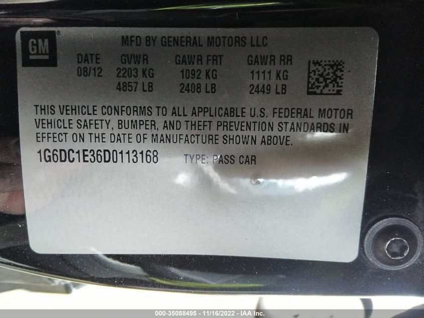 2013 CADILLAC CTS COUPE 1G6DC1E36D0113168