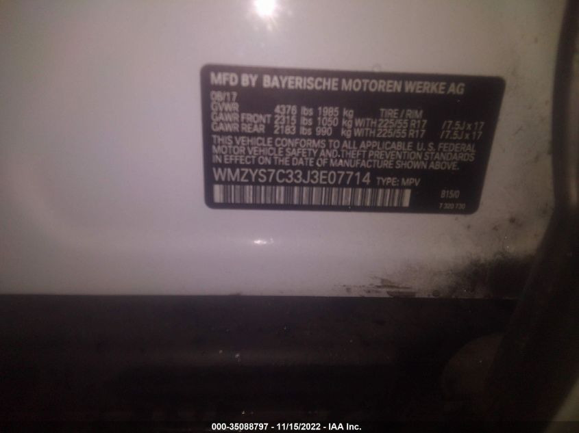 2018 MINI COUNTRYMAN COOPER WMZYS7C33J3E07714