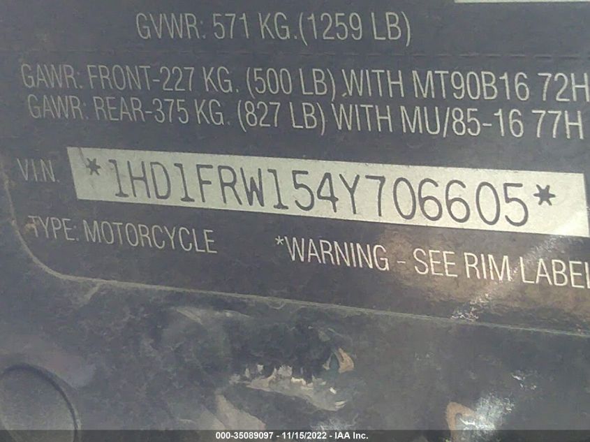 2004 HARLEY-DAVIDSON FLHRCI 1HD1FRW154Y706605