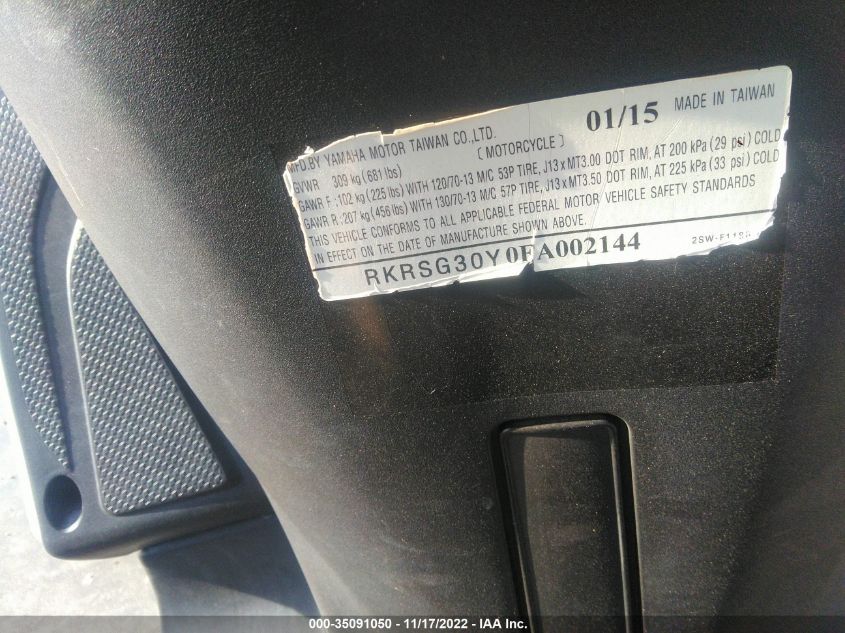 2015 YAMAHA XC155 - RKRSG30Y0FA002144