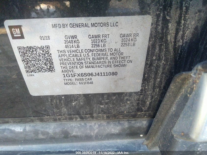 2018 CHEVROLET BOLT EV PREMIER 1G1FX6S06J4111080