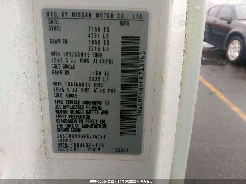 2015 NISSAN NV200 S 3N6CM0KN4FK715761