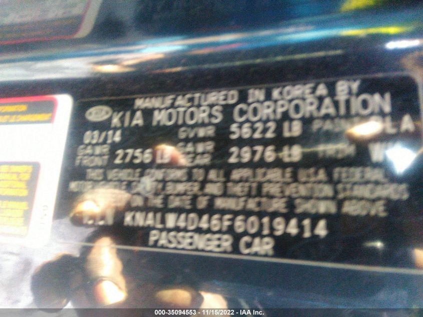 2015 KIA K900 LUXURY KNALW4D46F6019414