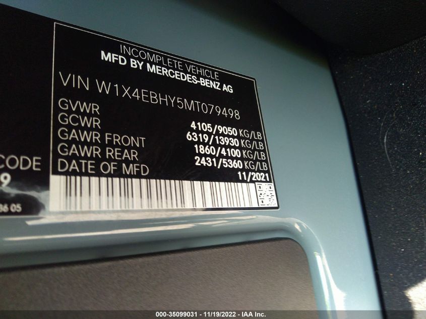 2021 MERCEDES-BENZ SPRINTER CARGO VAN W1X4EBHY5MT079498