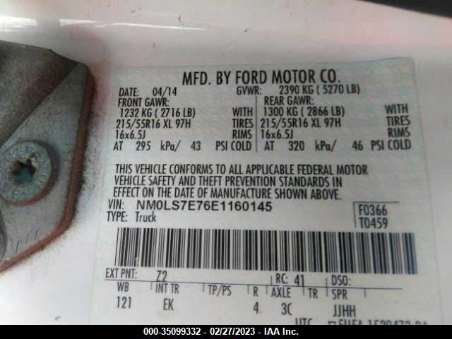 2014 FORD TRANSIT CONNECT XL NM0LS7E76E1160145