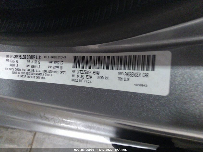 2014 DODGE AVENGER R/T 1C3CDZBG8EN195540