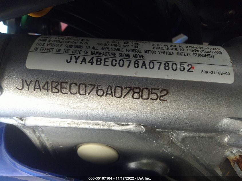 2006 YAMAHA XT225 JYA4BEC076A078052