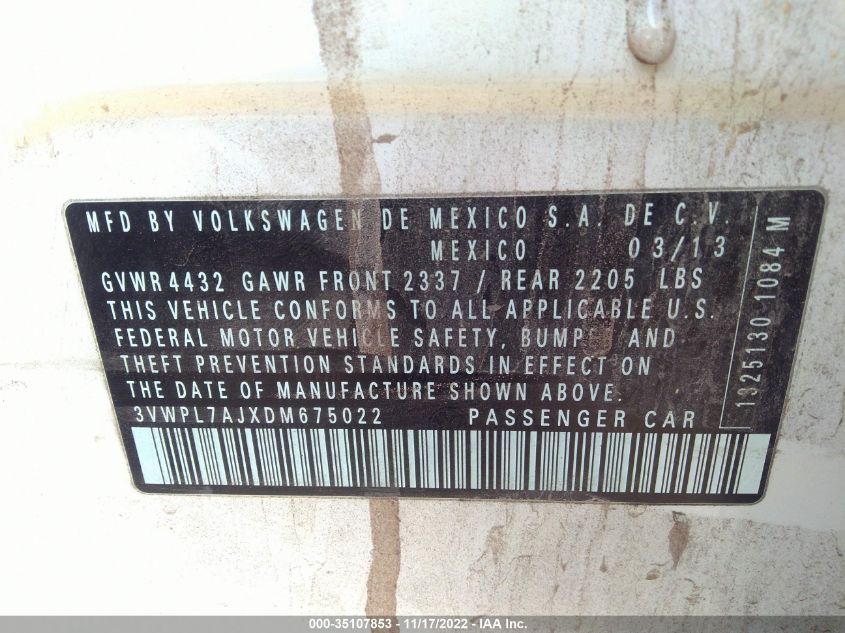 2013 VOLKSWAGEN JETTA SPORTWAGEN TDI 3VWPL7AJXDM675022
