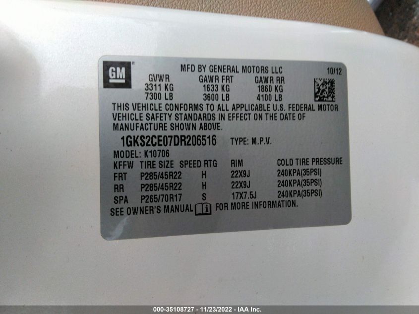 2013 GMC YUKON SLT 1GKS2CE07DR206516