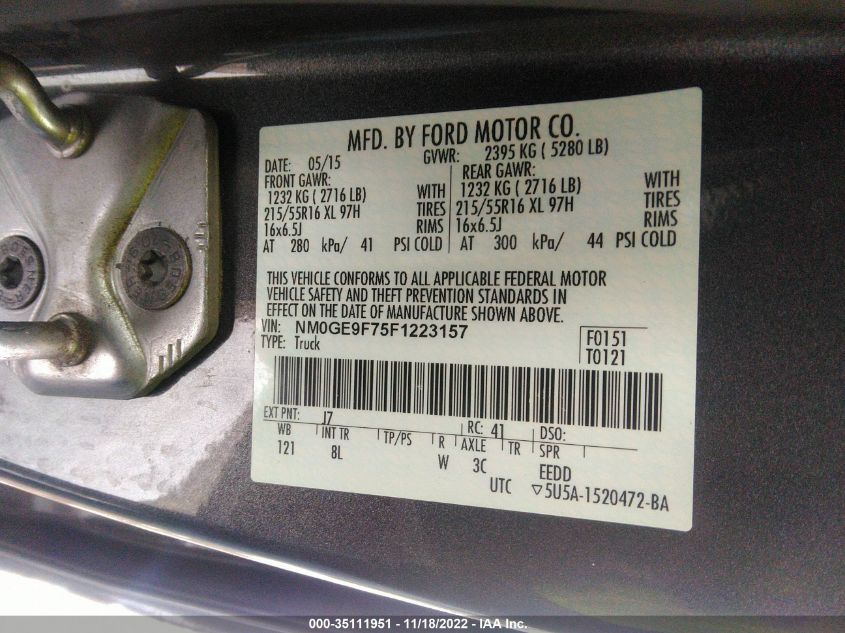 2015 FORD TRANSIT CONNECT WAGON XLT - NM0GE9F75F1223157