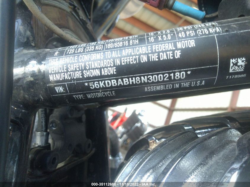 2022 INDIAN MOTORCYCLE CO. SUPER CHIEF LIMITED EDITION ABS 56KDBABH8N3002180