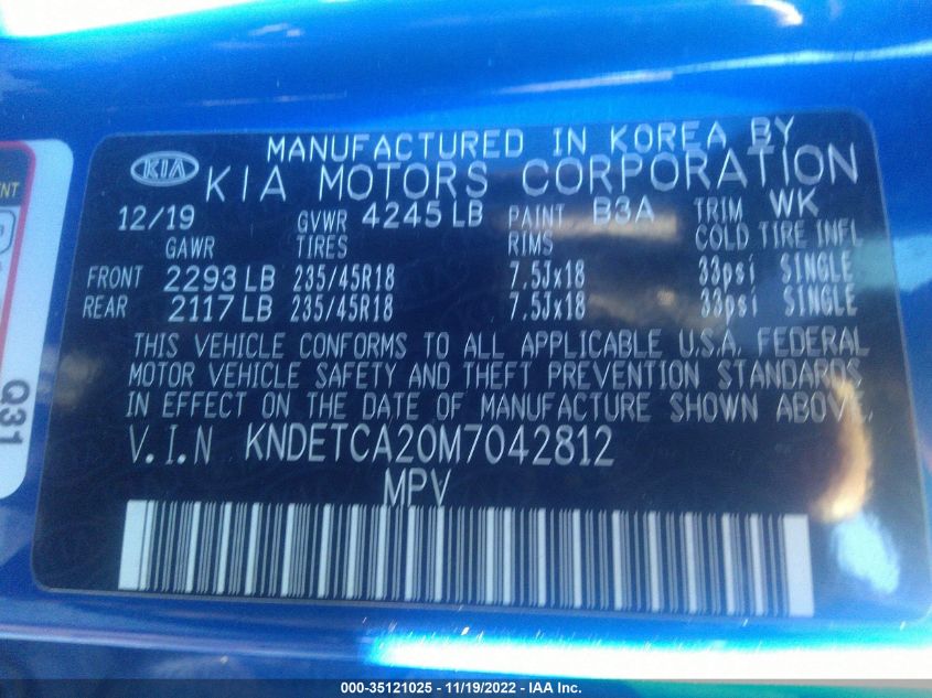 2021 KIA SELTOS SX KNDETCA20M7042812