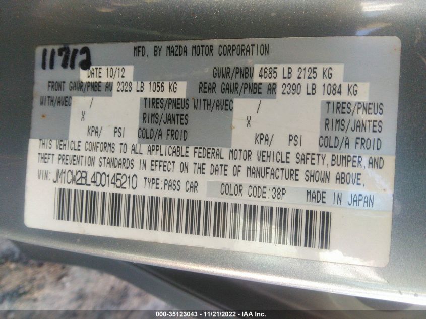 2013 MAZDA MAZDA5 SPORT JM1CW2BL4D0145210