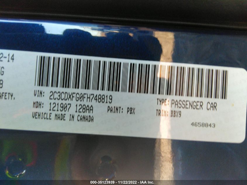 2015 DODGE CHARGER SE - 2C3CDXFG0FH748819