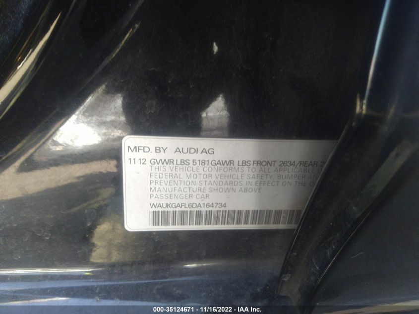 2013 AUDI S4 PRESTIGE WAUKGAFL6DA164734
